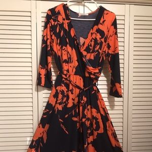 Navy and Orange Maxi Dress
